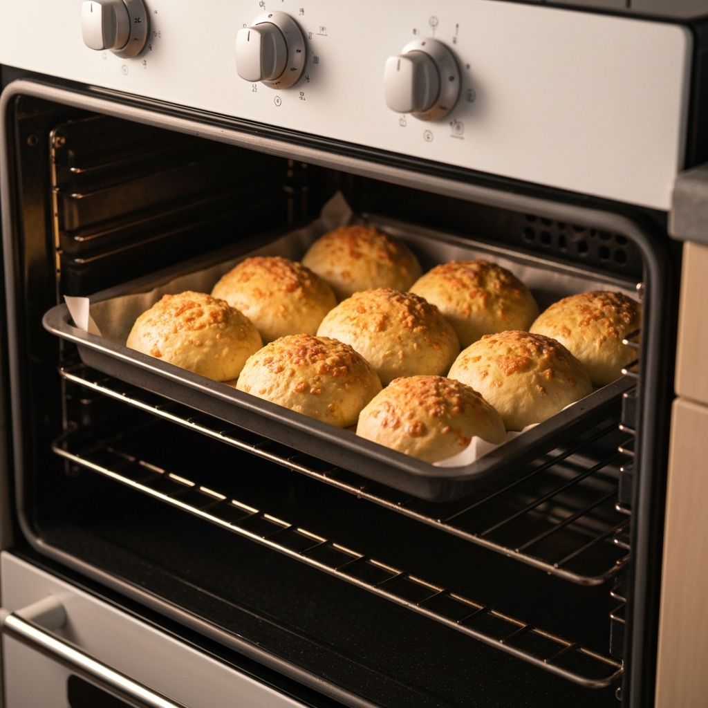 Chipa horneándose en el horno